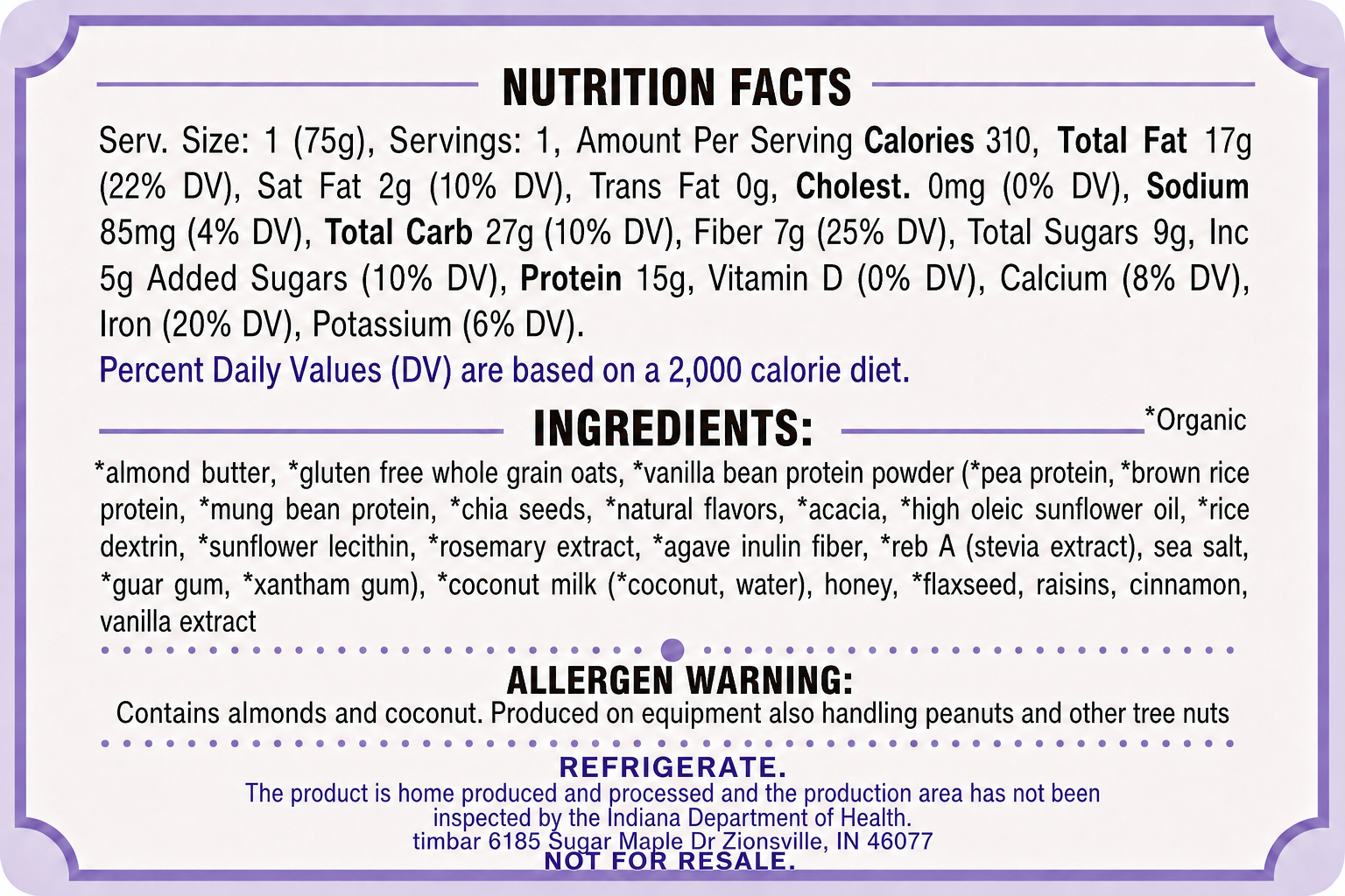 Oatmeal Raisin Protein Bar